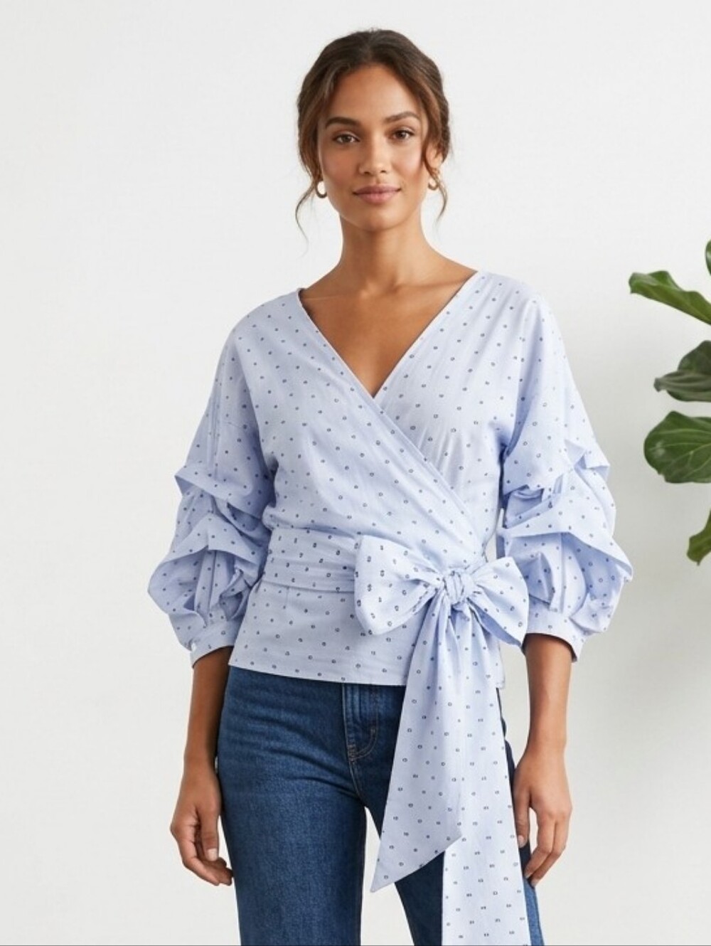 Zara Blue Wrap Top